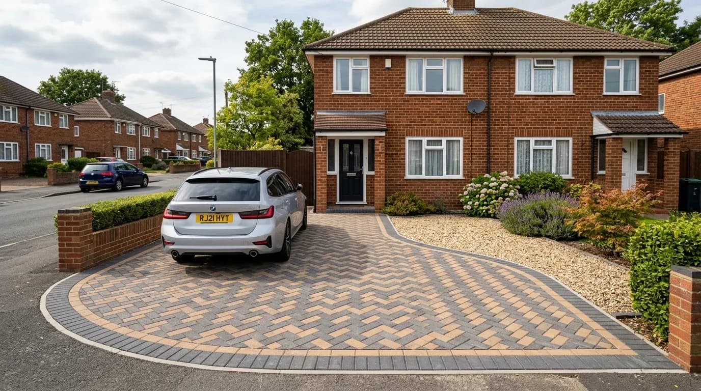 Block paving driveway installed at a UK home
