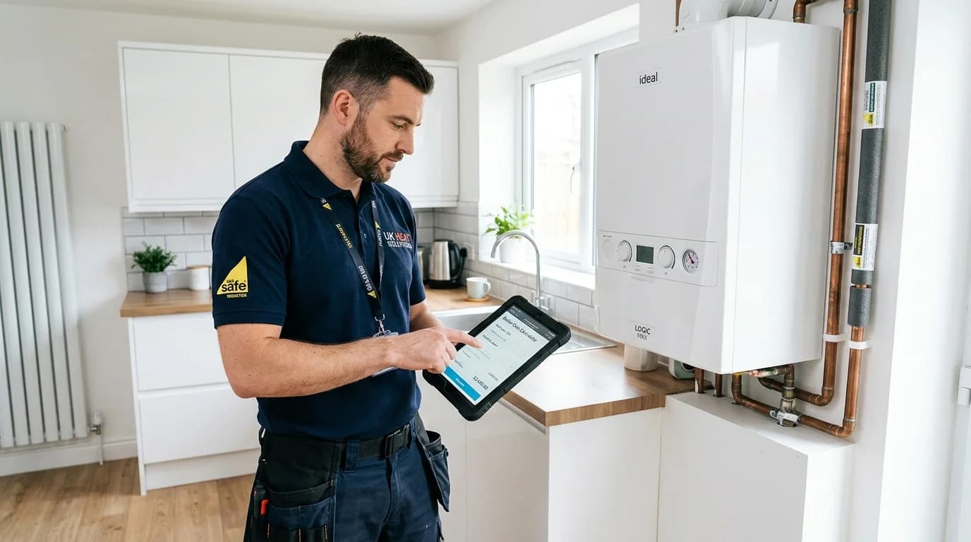 Modern combi boiler installed in a UK home