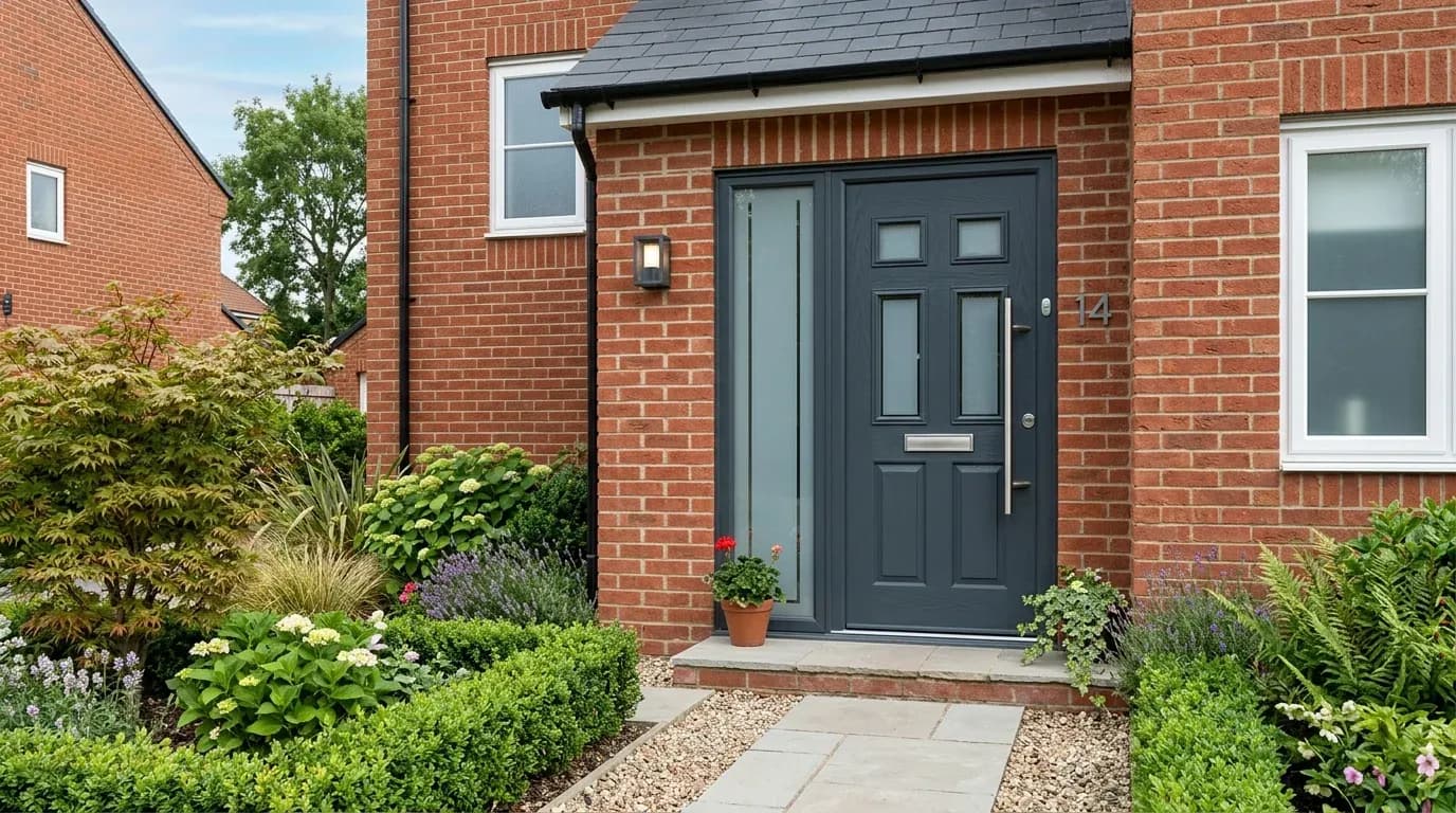 Anthracite grey composite front door on a modern British home