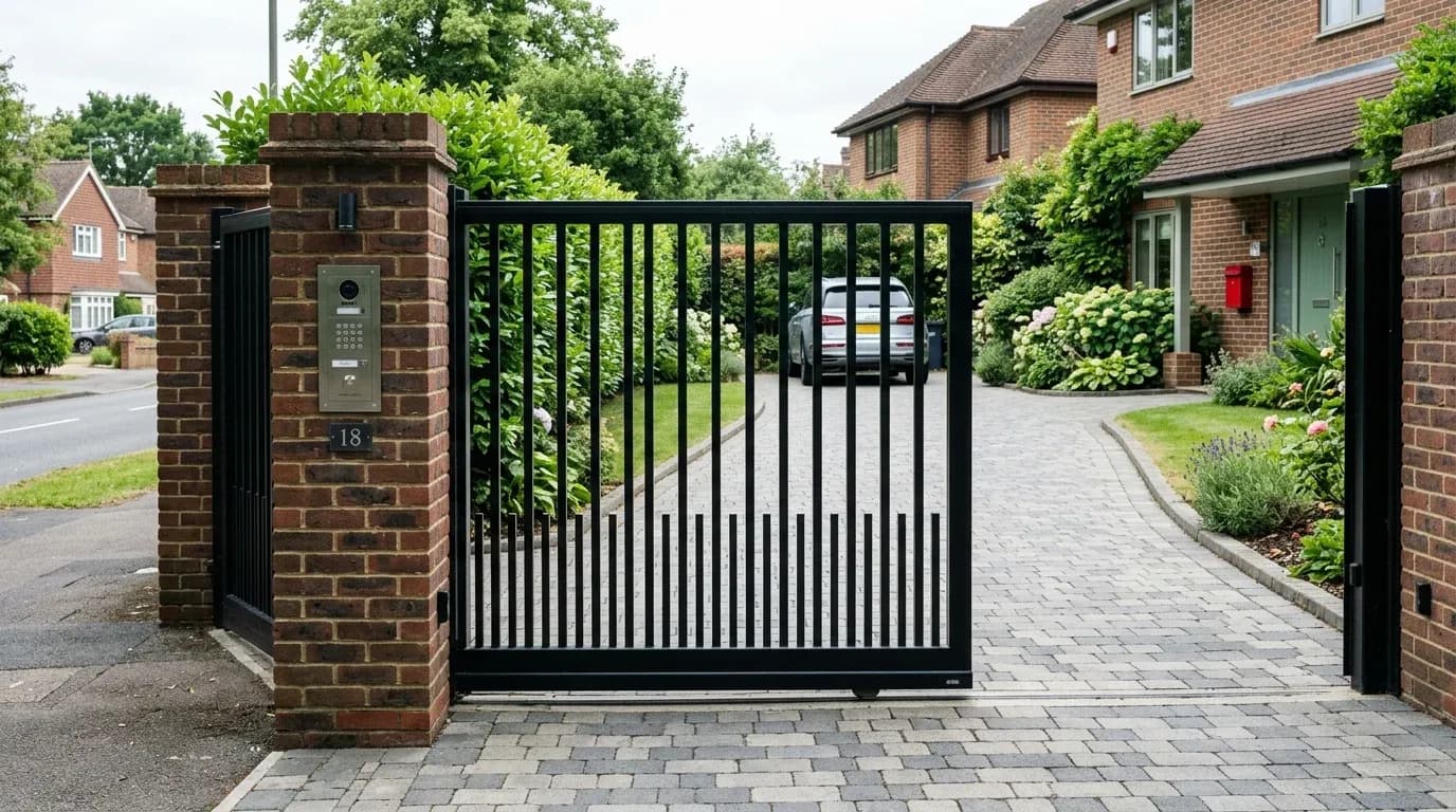 Electric driveway gates installed at a British property