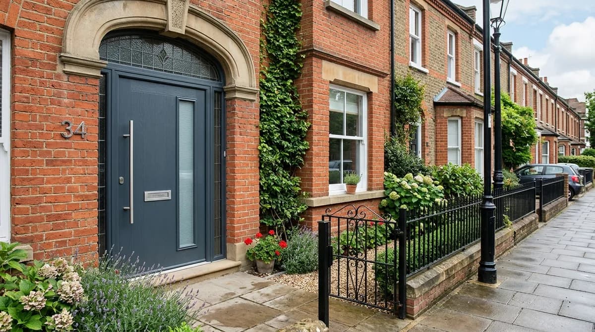 Front door of a UK property ready for purchase