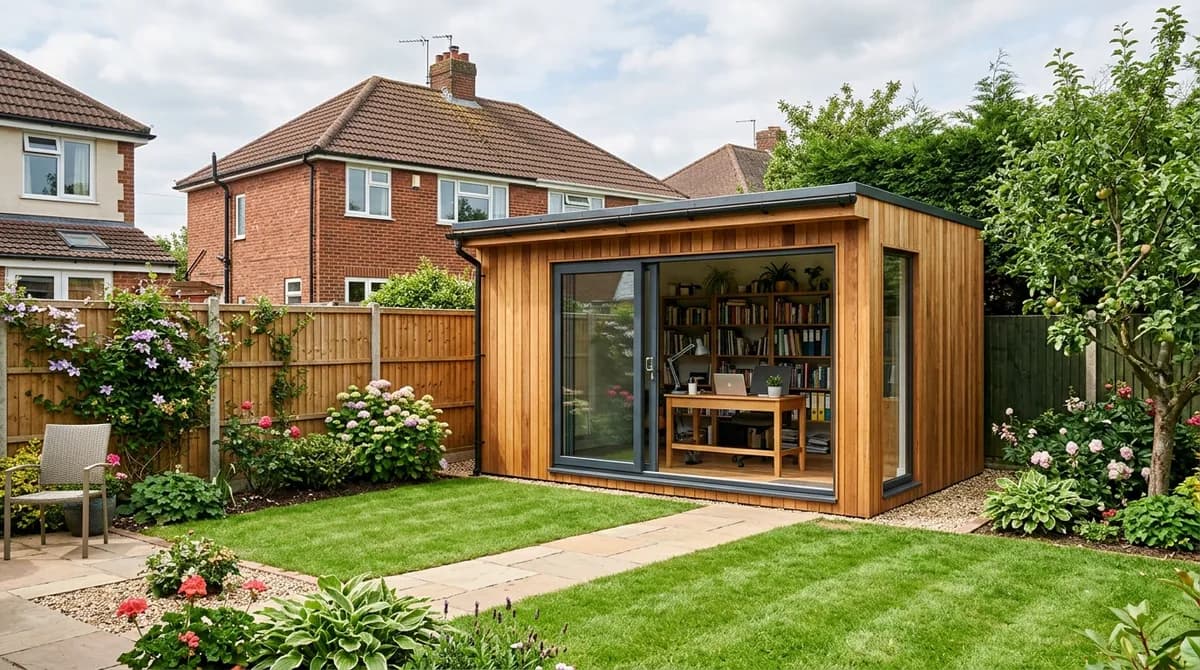 Insulated garden office in a UK back garden