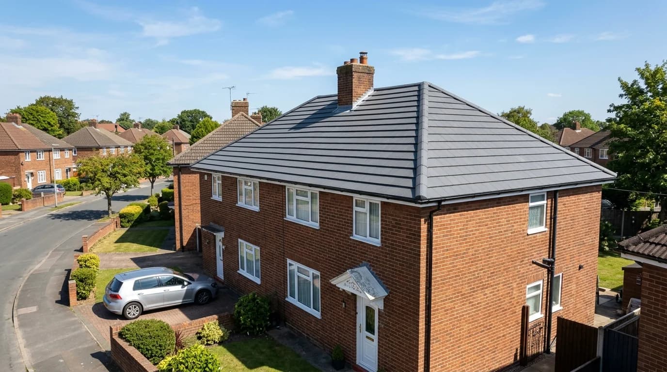New roof tiles being installed on a UK house