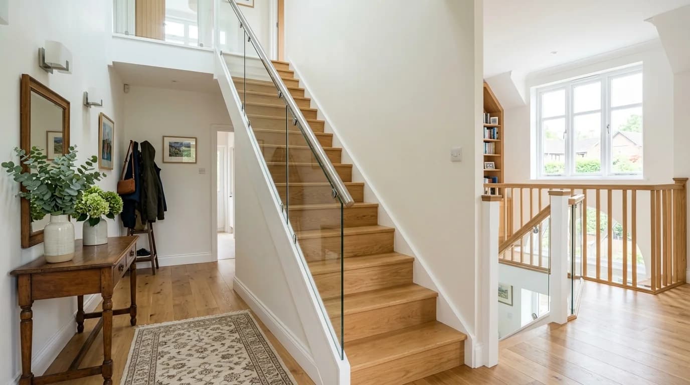 New staircase leading to a converted loft bedroom