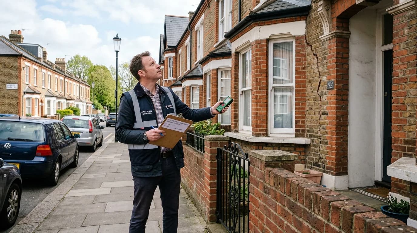 Structural surveyor inspecting a UK property