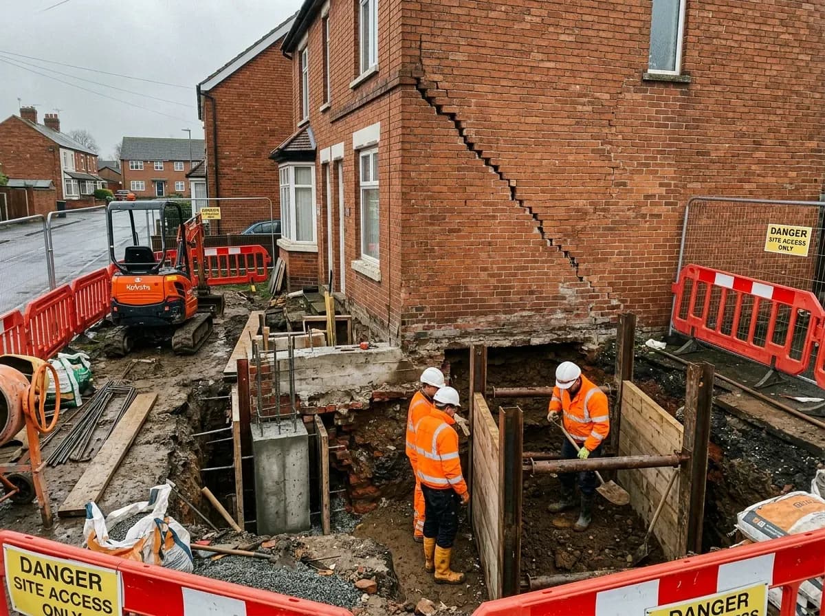 Underpinning work on UK house foundations